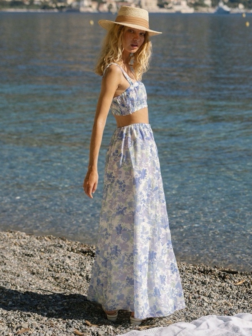 Sabo Skirt Light Blue Floral Maxi Skirt and Top Set - Picture 2 of 5